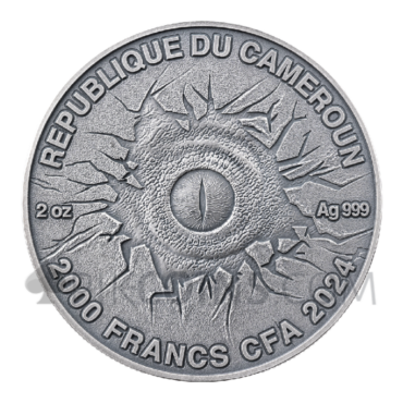 Tyrannosaurus Rex - Lost World 2000 Francs CFA 2oz Republic of Cameroon 2024