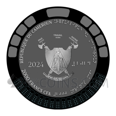 Louis Braille - 2000 Francs CFA 2oz Republic of Cameroon 2024