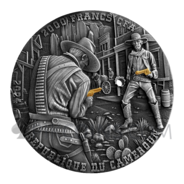 Cowboy Duel - Wild West 2000 Francs CFA 2oz Cameroon 2024