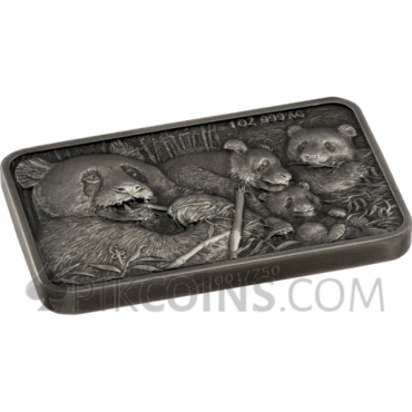 Panda Family - P. De Greef 1oz 1000 Francs CFA Benin 2025