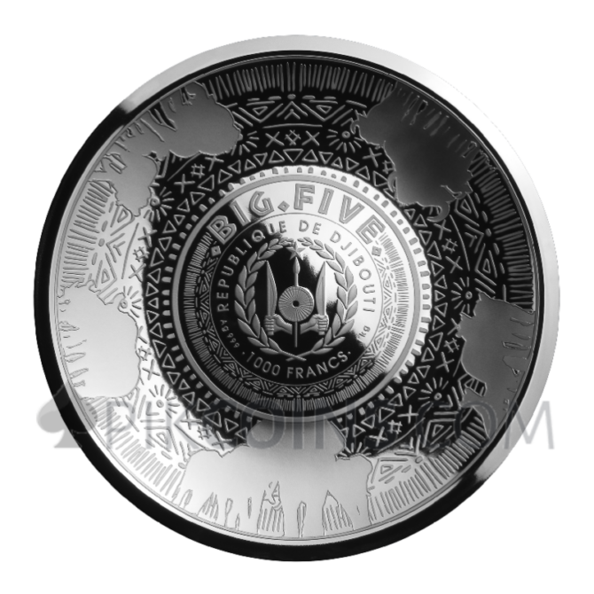 The Big Five Of Africa 1kg 1000 Francs CFA Djibouti 2025 - Image 2