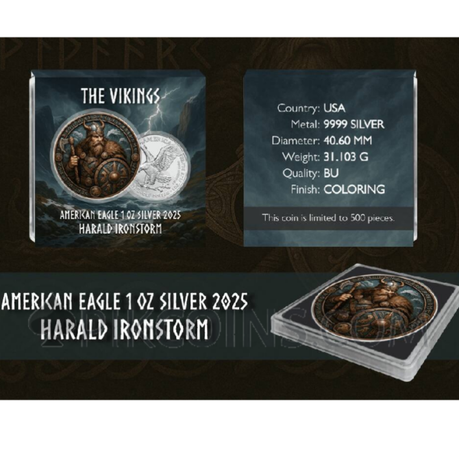 American Eagle - The Vikings: Harald Ironstorm 1oz 1$ USA 2025 - Image 4