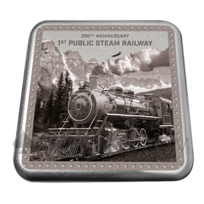 200th Anniversary Of 1st Public Steamrailway 10oz 10$ Barbados 2025 - Image 3