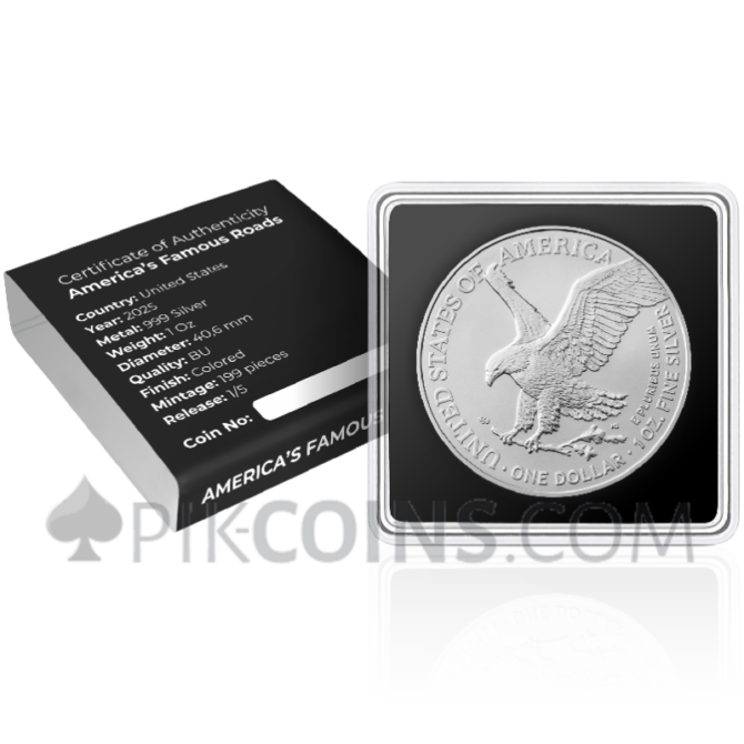 Route 66 - America's Famous Roads 1oz 1$ USA 2025 - Image 3