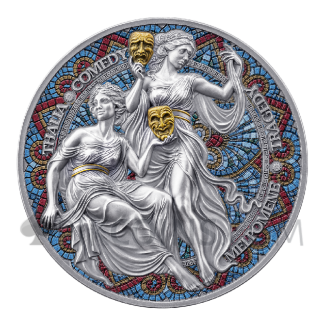 Melpomene And Thalia - The Nine Muses 2oz 2000 Francs CFA Cameroon 2025 - Image 4
