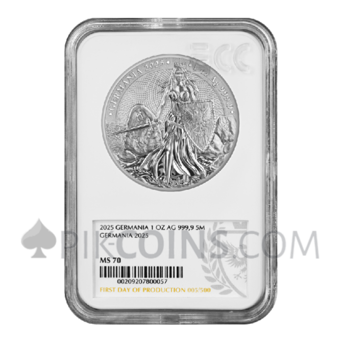 Germania 1oz 5 Mark Silver BU First Day Of Production 2025