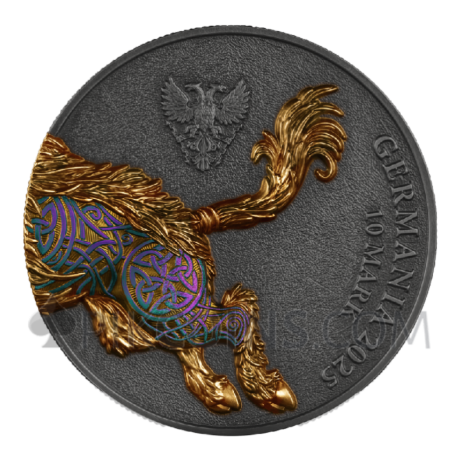 Germania Beasts - Gullinbursti Ultra Double High Relief 2oz Silver BU 10 Mark 2025 - Image 2