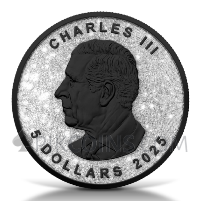 Maple Leaf - Diamond Dust and Black Platinum 1oz 5$ Mexico 2025 - Image 2