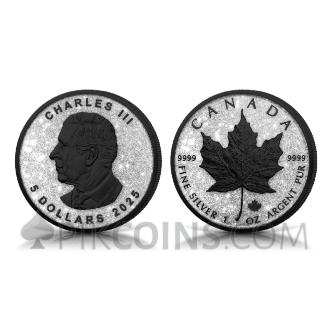 Maple Leaf - Diamond Dust and Black Platinum 1oz 5$ Mexico 2025 - Image 4