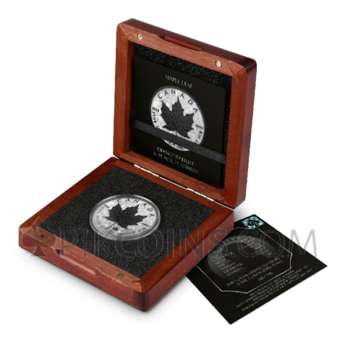 Maple Leaf - Diamond Dust and Black Platinum 1oz 5$ Mexico 2025 - Image 5