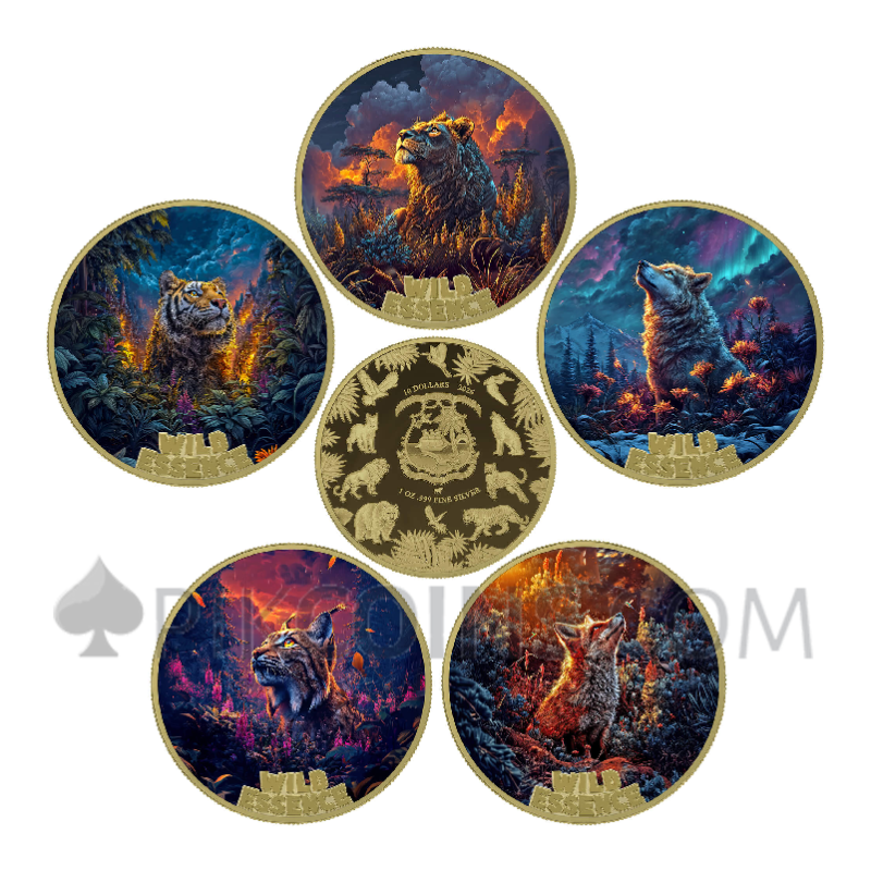 The Mammal - Wild Essence Gilded Version 5 Coin Set 5 x 10$ 5 x 1oz Liberia 2026