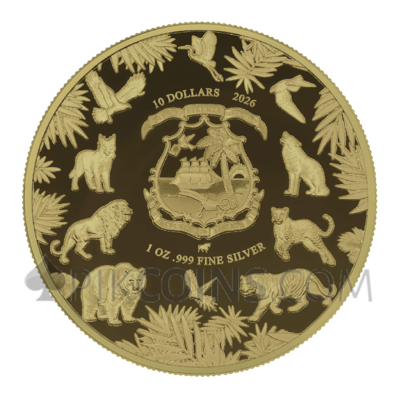 The Mammal - Wild Essence Gilded Version 5 Coin Set 5 x 10$ 5 x 1oz Liberia 2026 - Image 2