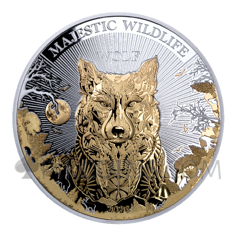 Wolf - Majestic Wildlife 10$ 5oz 2026 Samoa