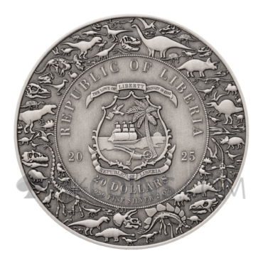 Velociraptor - Jurassic Life 20$ 2oz Liberia 2025