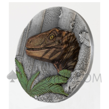 Velociraptor - Jurassic Life 20$ 2oz Liberia 2025