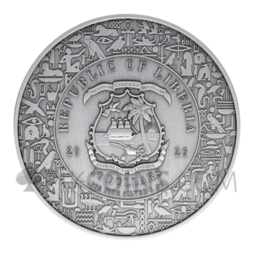 Anubis UHR Antiqued – Egyptian Heritage 10$ 1oz Liberia 2026