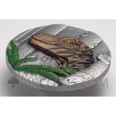 Velociraptor UHR Antiqued – Jurassic Life 10$ 1oz Liberia 2026