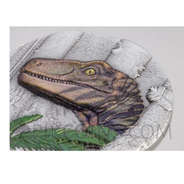 Velociraptor UHR Antiqued – Jurassic Life 10$ 1oz Liberia 2026