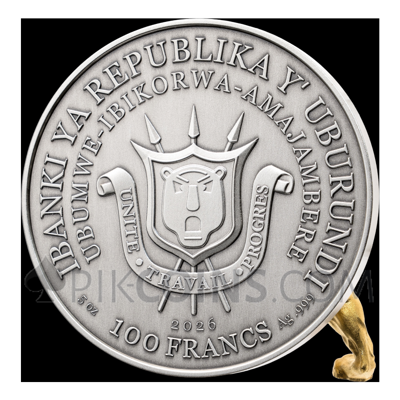 Lion - Dynamic Dimension 100 Francs CFA 5oz Burundi 2026 - Image 4
