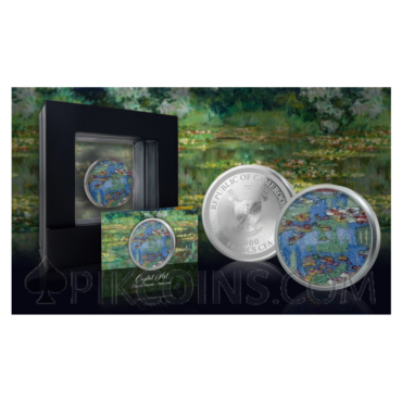 Claude Monet Water Lilies - Crystal Art 2000 Francs 10g Cameroon 2026