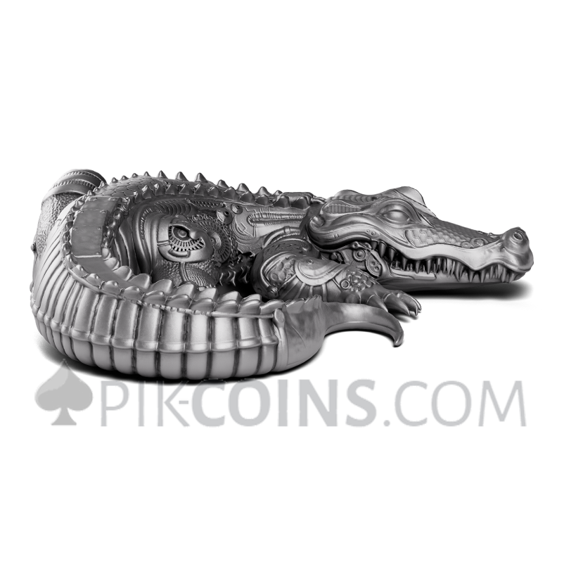Gustave Crocodile Antique Finish 2000 Francs 2oz Cameroon 2027 - Image 4