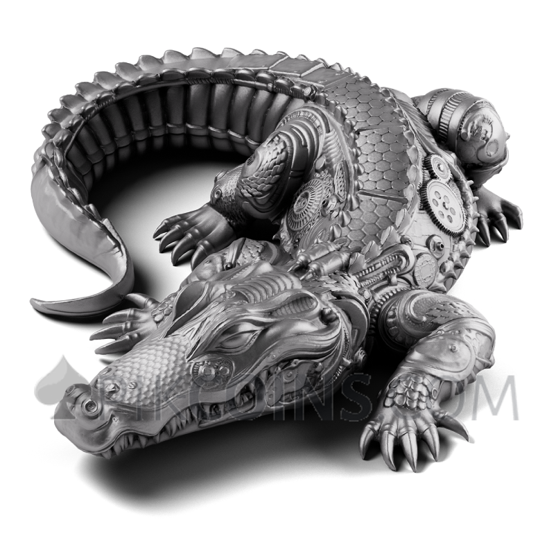 Gustave Crocodile Antique Finish 2000 Francs 2oz Cameroon 2027 - Image 6