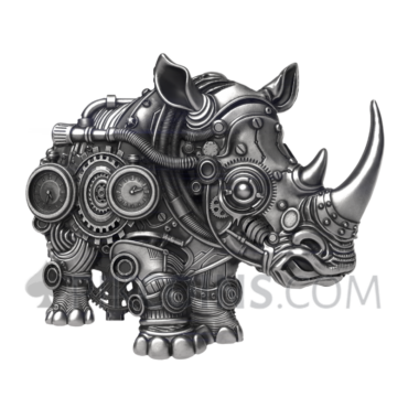 Mech Rhino Antique Finish 2000 Francs 2oz Cameroon 2027