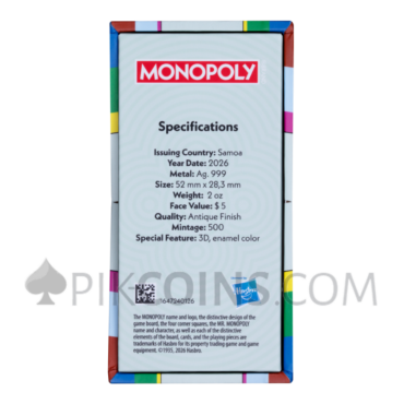 Mr. Monopoly 3D Coin 5$ 2oz Samoa 2026