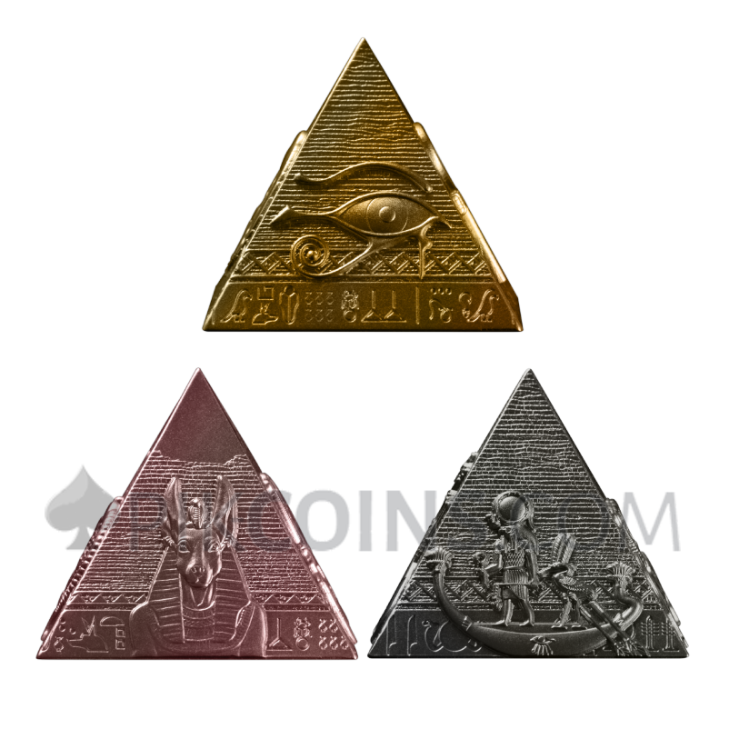 Pyramids of Giza - 3-coin set 200 Francs 1oz, 2oz, 3oz Djibouti 2027 - Image 2