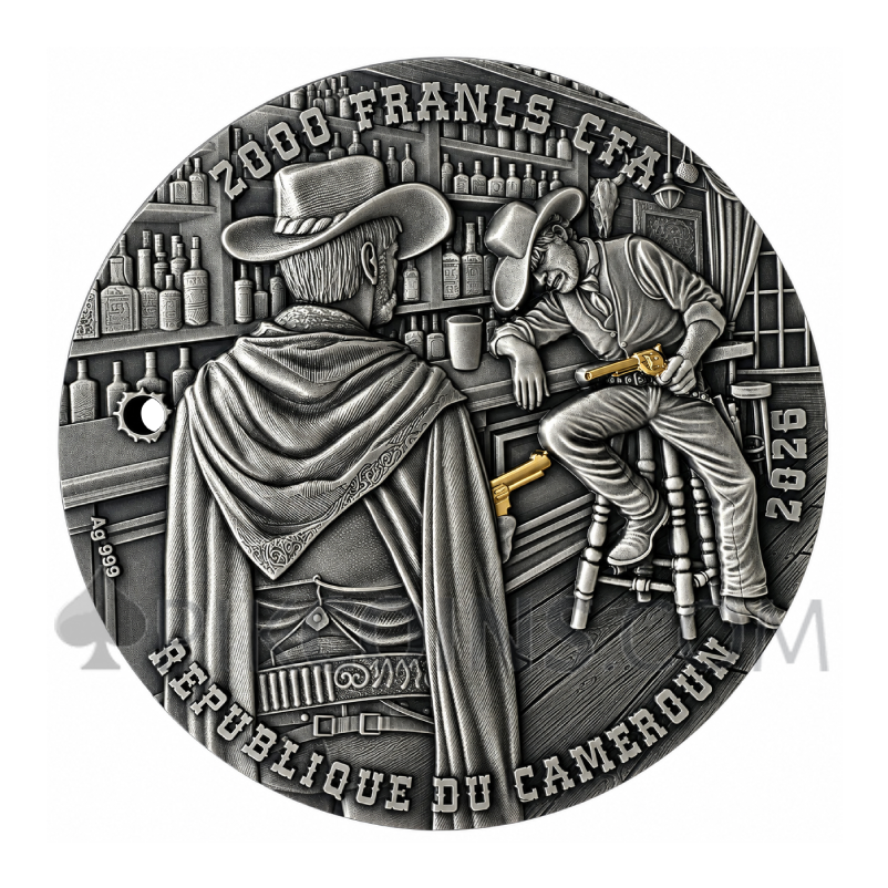 Saloon Duel - Wild West 2000 Francs CFA 2oz Cameroon 2026 - Image 2