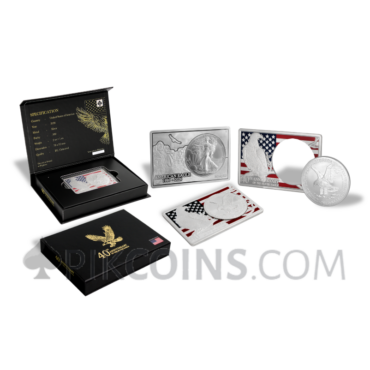 American Silver Eagle 40th Anniversary - 2-in-1 Coin in Bar - Special Coloured Edition 2oz + 1oz USA 2026
