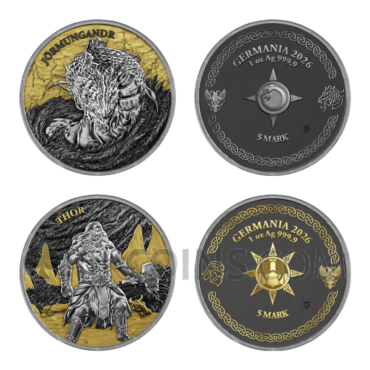 Thor & Jörmungandr - Ragnarök Geminus 2 Coins Set 2 x 1oz 2 x 5 Mark 2026